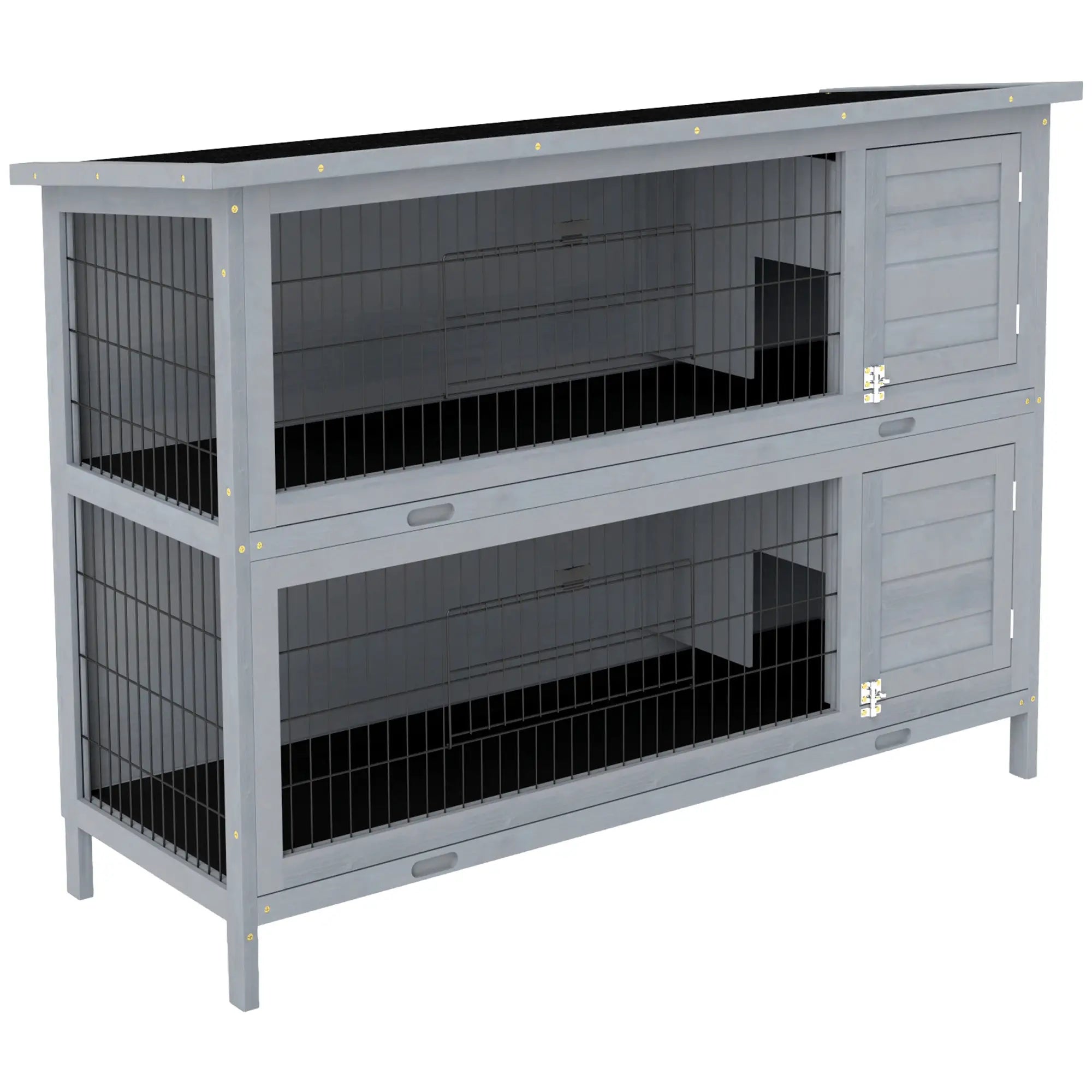 2 Tier Wooden Rabbit Hutch, Bunny Pet House, Grey Rabbit Hutch at Gallery Canada