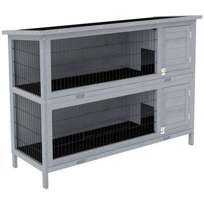 2 Tier Wooden Rabbit Hutch, Bunny Pet House, Grey Rabbit Hutch at Gallery Canada