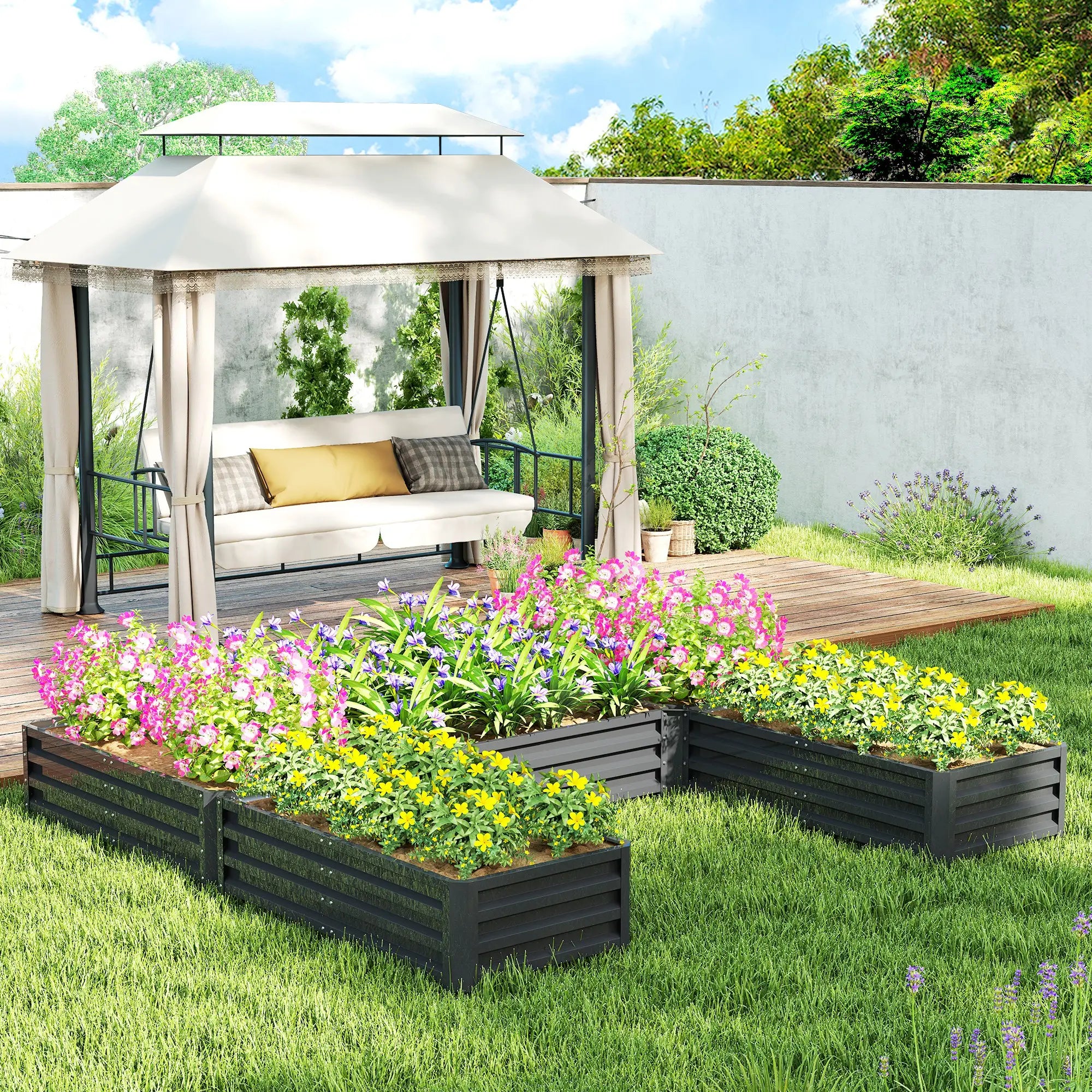 Steel Raised Garden Bed, Set of 5, 8x8x1ft, Dark Grey Raised Garden Beds at Gallery Canada