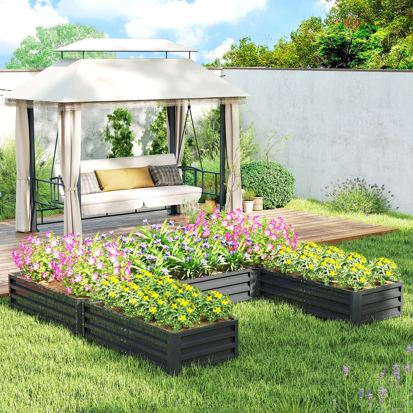 Steel Raised Garden Bed, Set of 5, 8x8x1ft, Dark Grey Raised Garden Beds at Gallery Canada