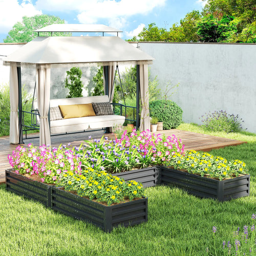 Steel Raised Garden Bed, Set of 5, 8x8x1ft, Dark Grey