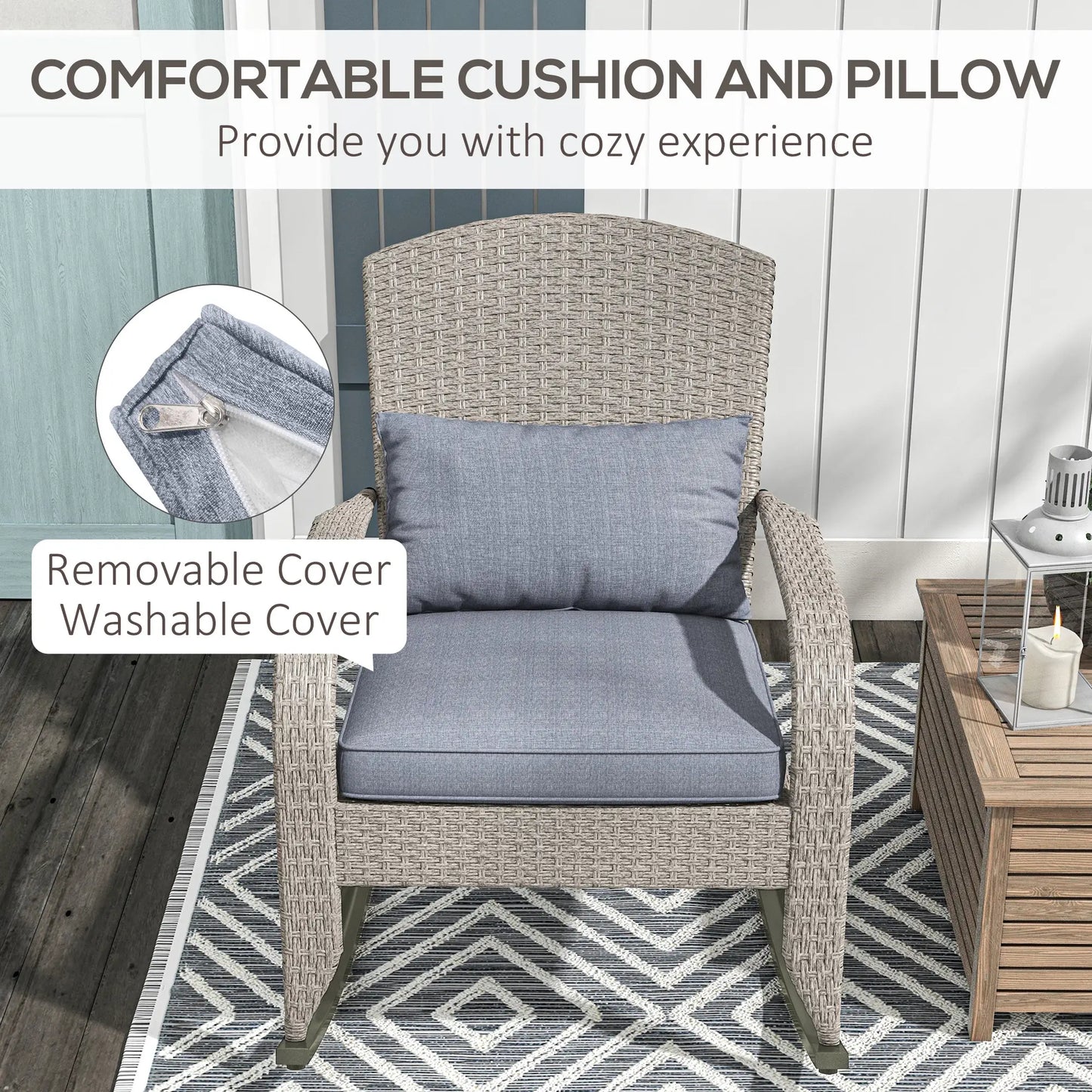 Adirondack Chair, Outdoor Wicker Rocking Chair, Grey Patio Chairs at Gallery Canada