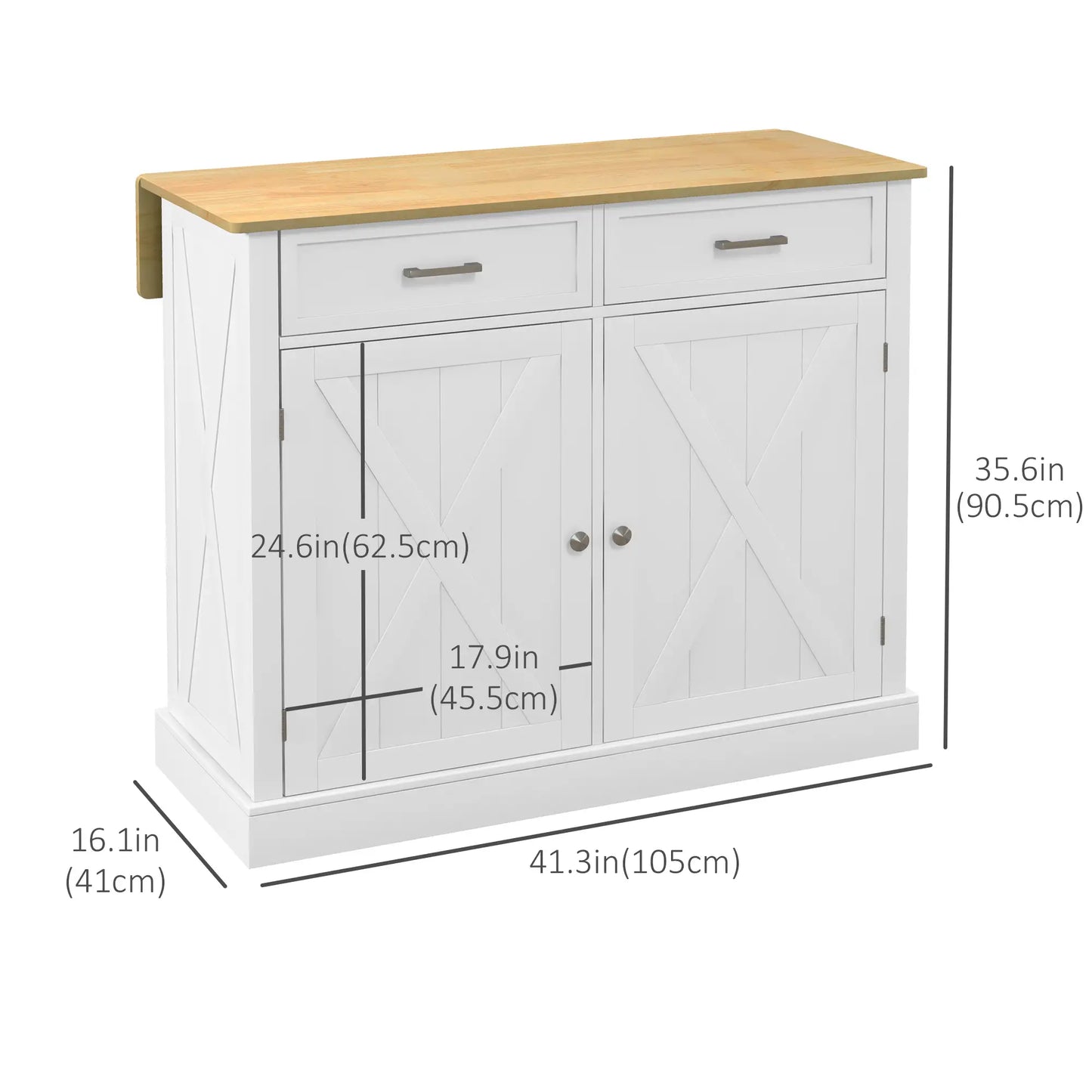 Rolling Kitchen Island, Drop Leaf, 2 Drawers, Adjustable Shelves, White Kitchen Islands & Kitchen Carts at Gallery Canada