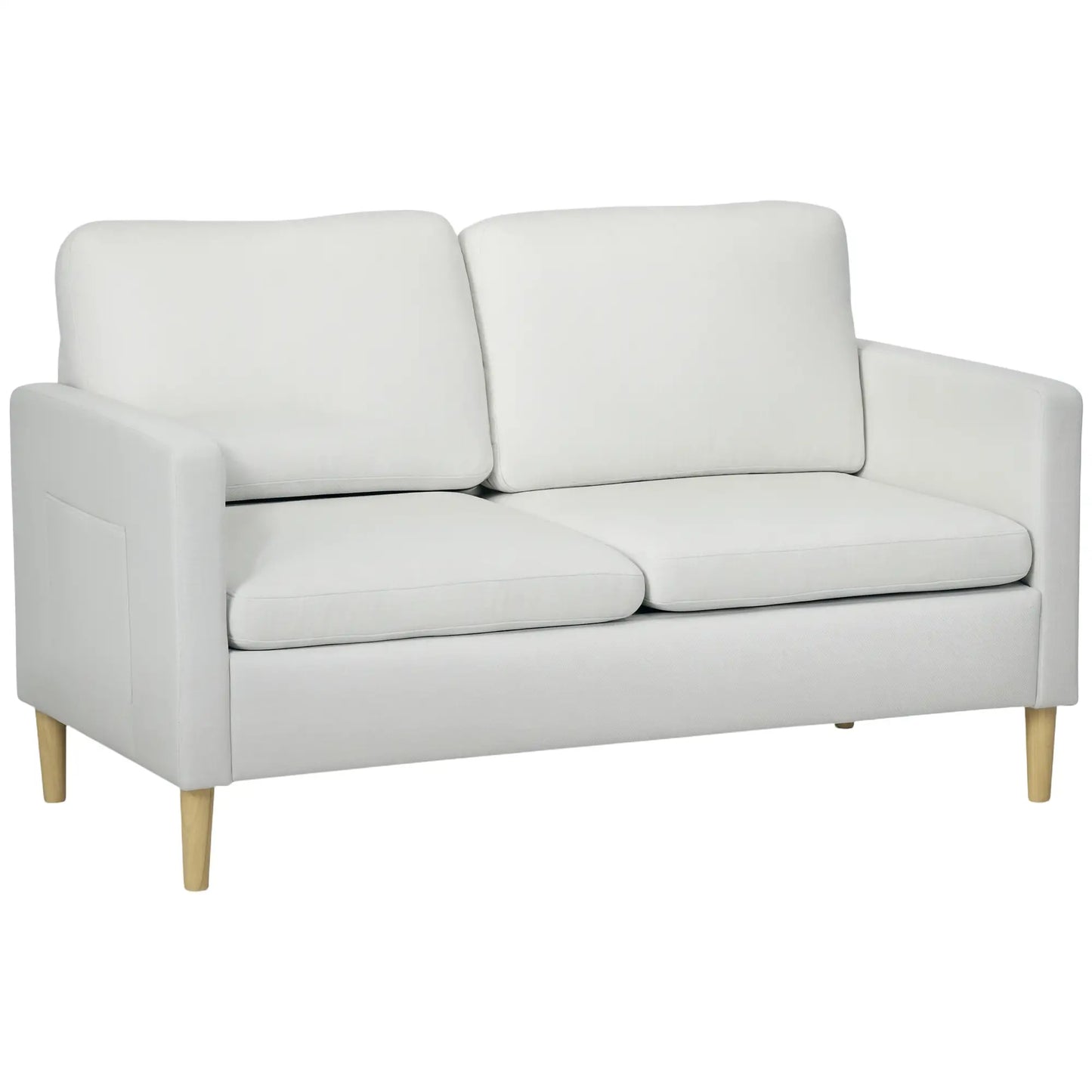 56" 2 Seat Sofa, Modern Love Seat, Upholstered Couch, White 2-Seater Sofas Cream at Gallery Canada