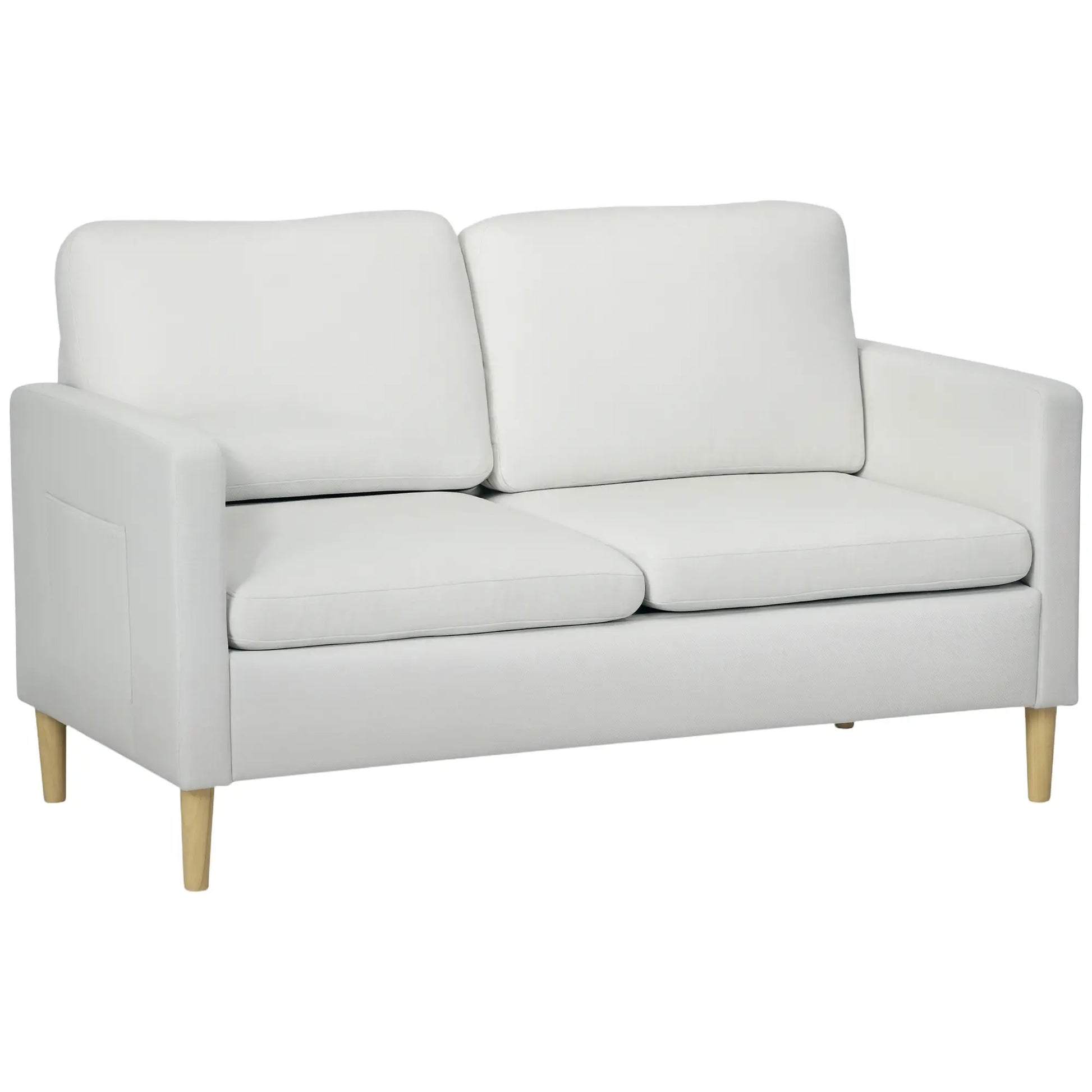 56" 2 Seat Sofa, Modern Love Seat, Upholstered Couch, White 2-Seater Sofas Cream at Gallery Canada