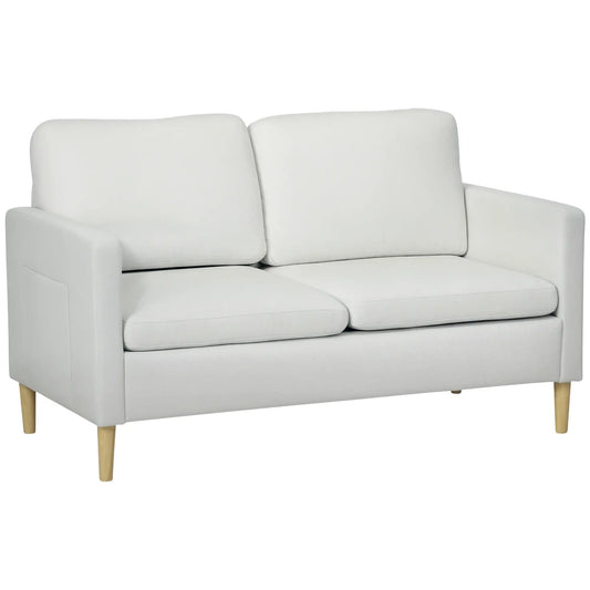 56" 2 Seat Sofa, Modern Love Seat, Upholstered Couch, White 2-Seater Sofas Cream at Gallery Canada