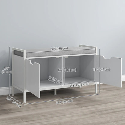 Shoe Storage Bench with Seat Cushion, Hallway Cabinet, 352lbs, White Shoe Storage Cabinets & Racks at Gallery Canada