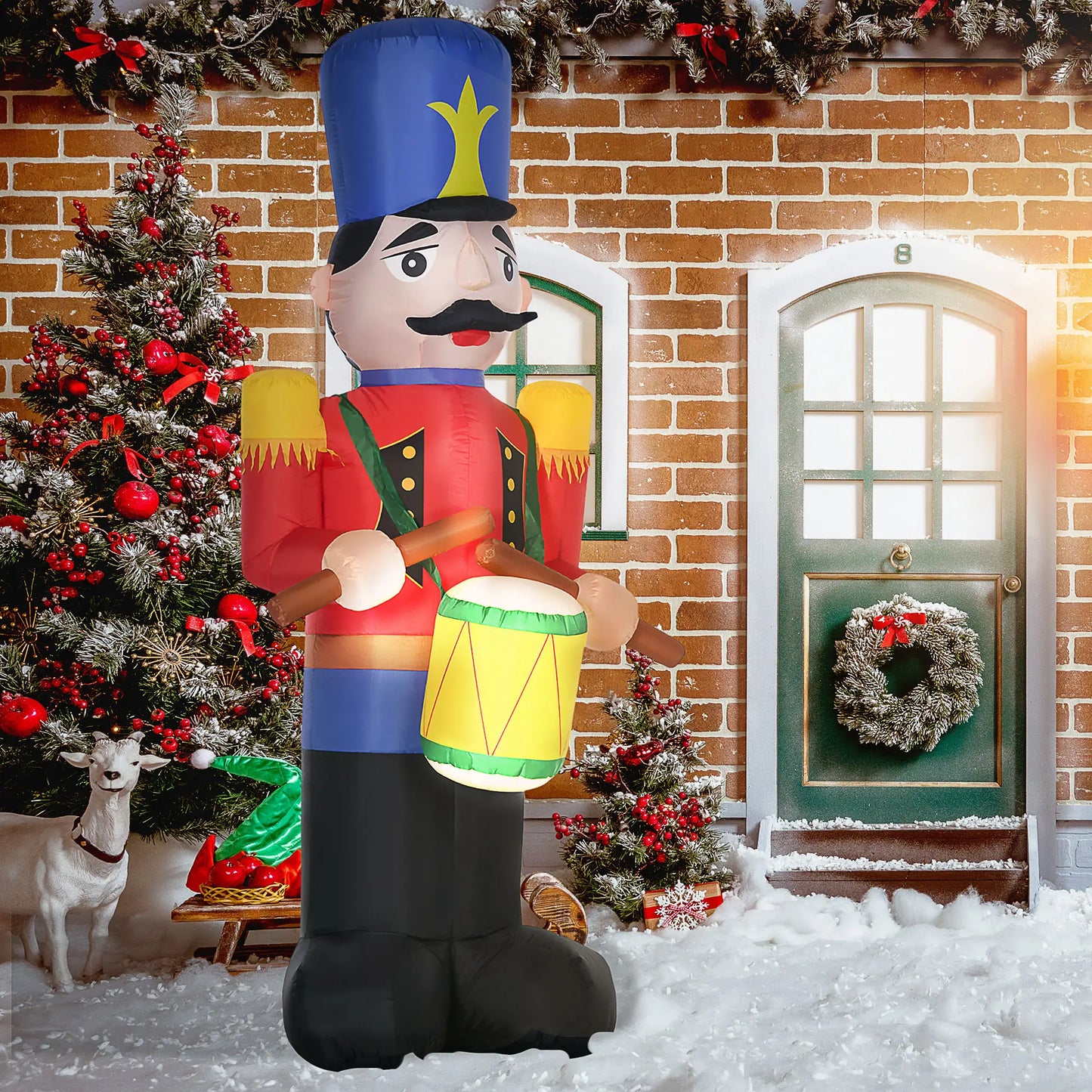 Outdoor 8ft Inflatable Walnut Soldier Drum, LED, Colorful Christmas Inflatables at Gallery Canada