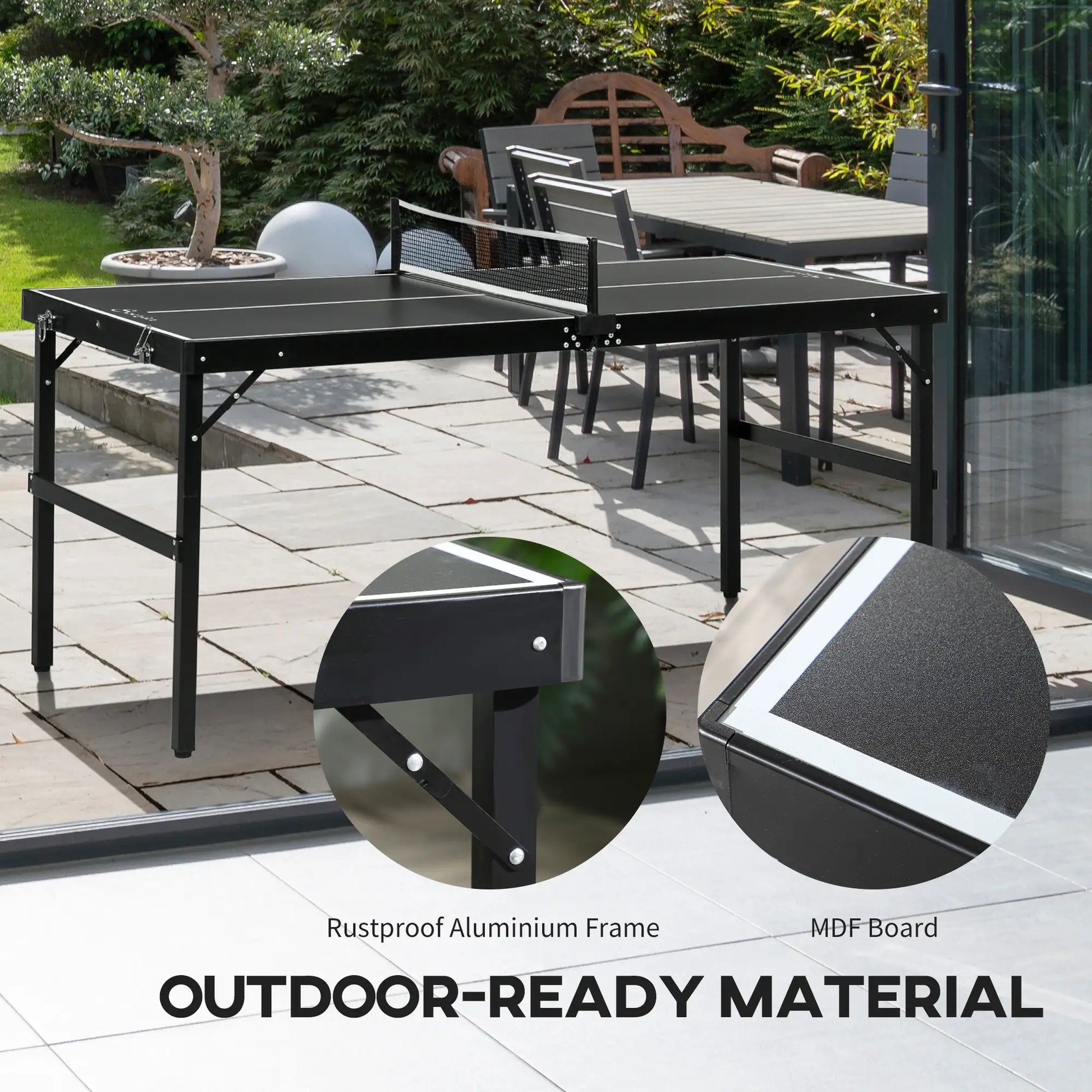 Mini Folding Table Tennis Table, Aluminium Frame, Portable, Black Game Tables at Gallery Canada