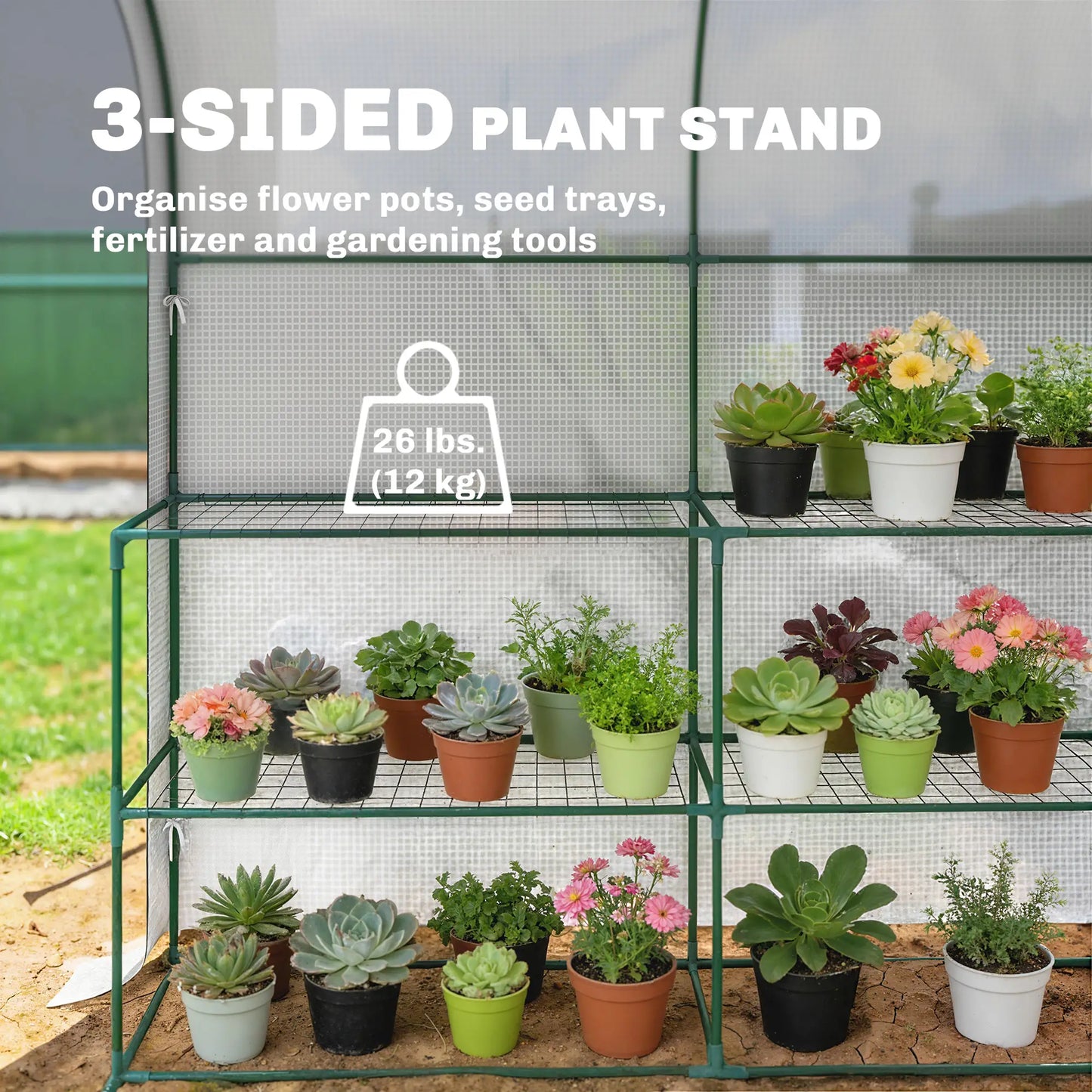 Walk-in Mini Greenhouse With Shelves, Portable Outdoor, 123 x 187 x 189 cm, White Greenhouses at Gallery Canada
