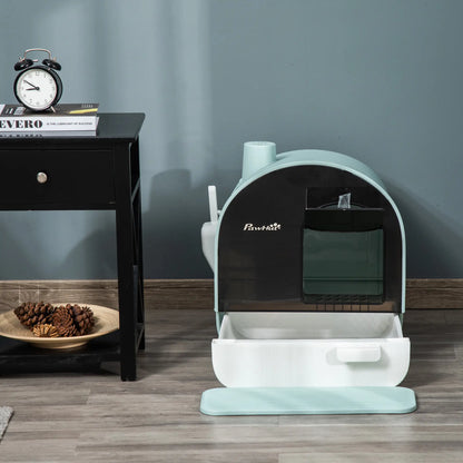 Cat Litter Box with Lid, Removable Tray, Scoop, Filter, Green Cat Litter Box Enclosures at Gallery Canada