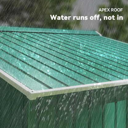 9.1' x 6.4' x 6.3' Garden Storage Shed, Foundation Kit, Metal Tool House, Double Doors, Green Sheds at Gallery Canada