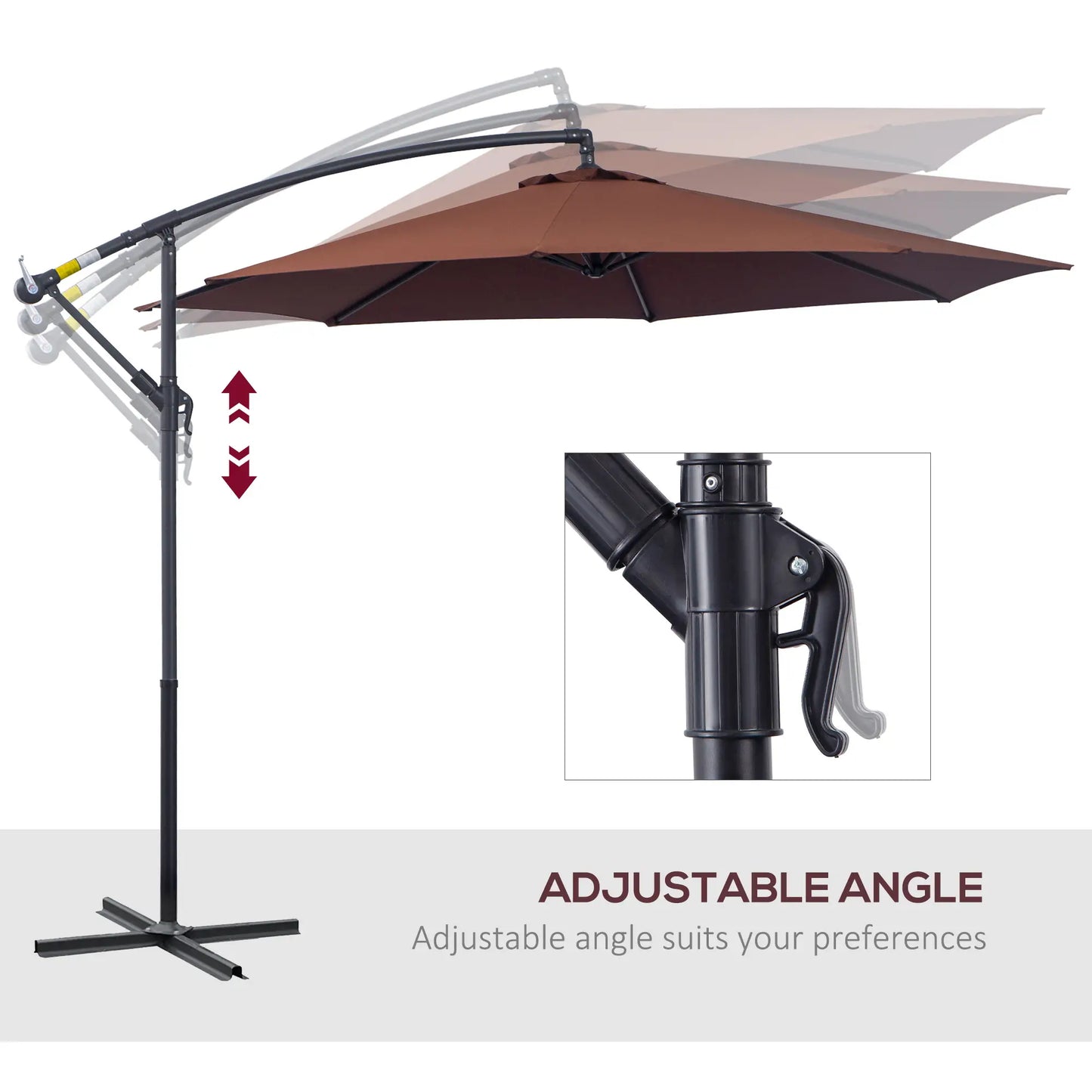 10' Deluxe Patio Umbrella, Offset Sunshade with Crank, Cross Base Cantilever Umbrellas at Gallery Canada