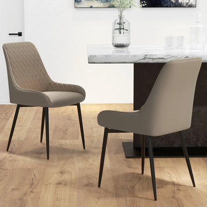 Modern Dining Chairs Set of 2, PU Leather, Metal Legs, Khaki Dining Chairs at Gallery Canada