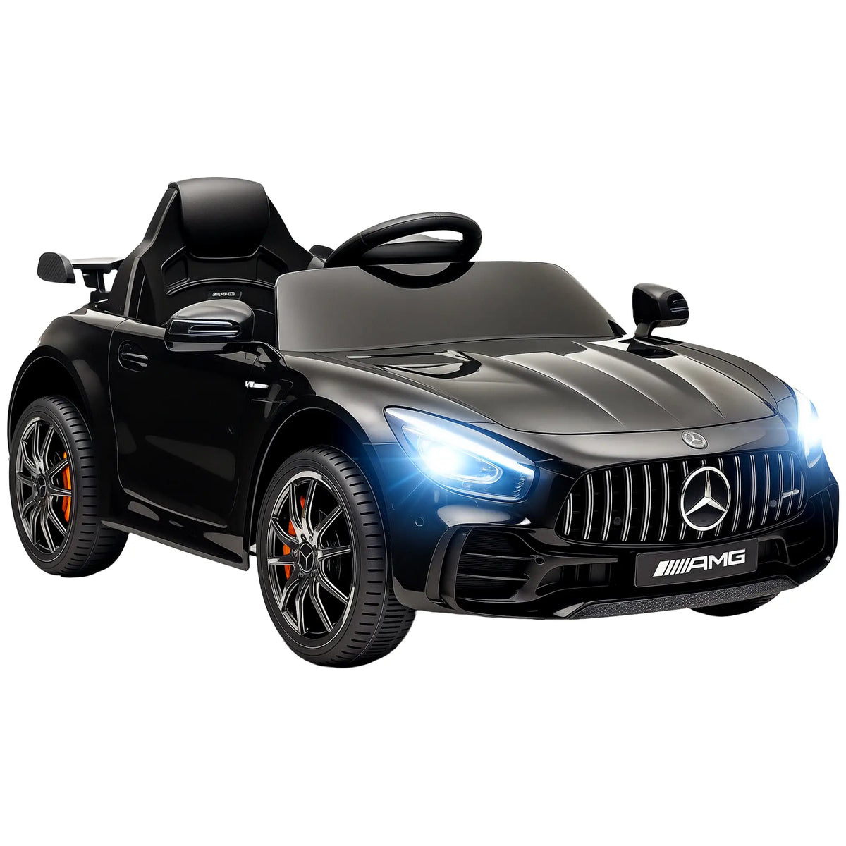 12V Battery Powered Kids Electric Car, Remote, Lights, Music Horn, Black