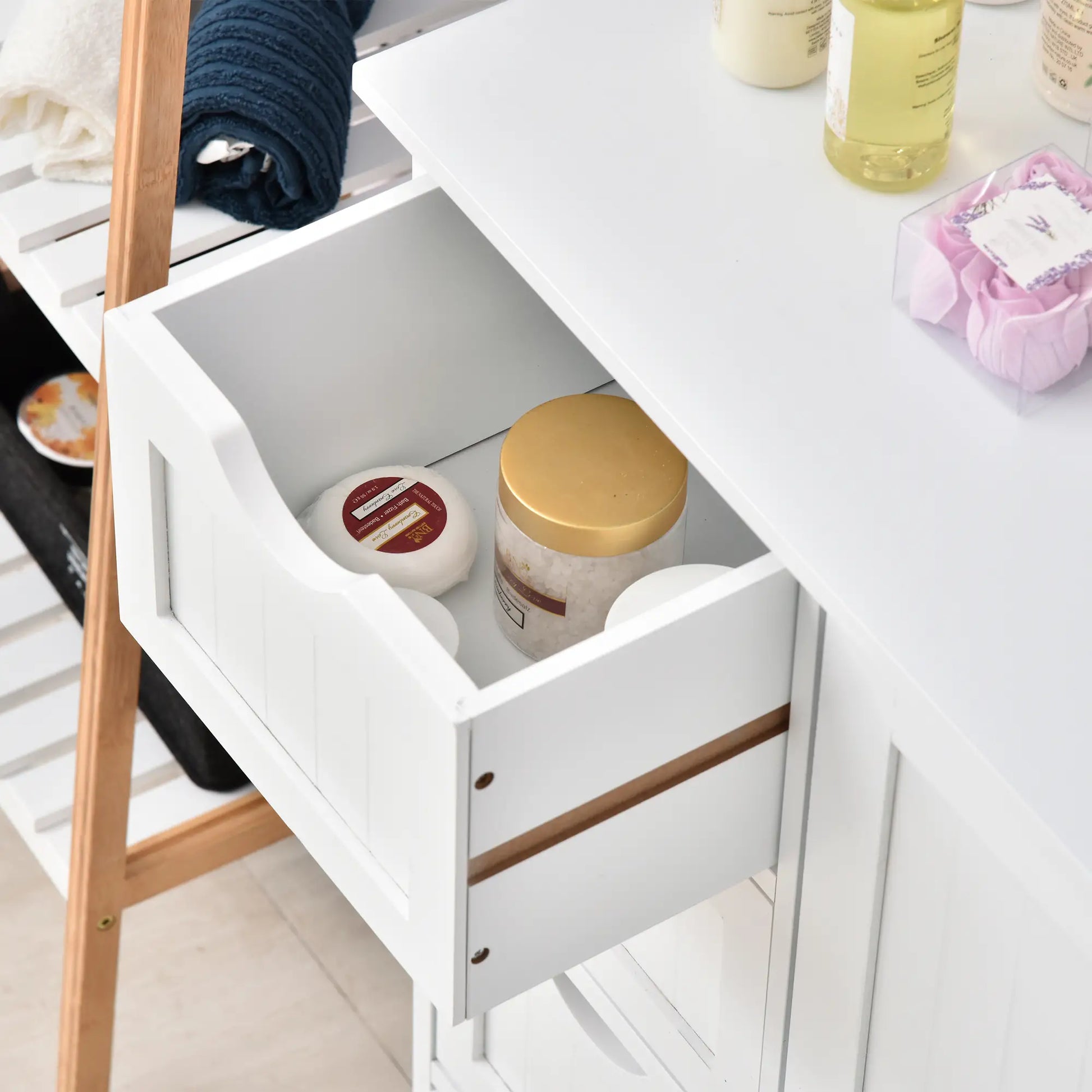 Bathroom Storage Cabinet, Adjustable Shelf, 4 Drawers, White Bathroom Cabinets at Gallery Canada