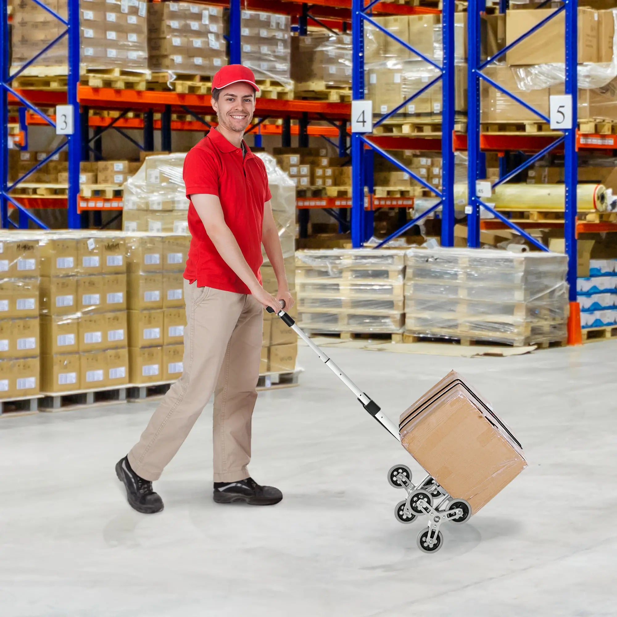 6-Wheels Stair Climber Hand Truck, Heavy Duty Folding Cart, 154lbs Capacity Folding Hand Trucks at Gallery Canada