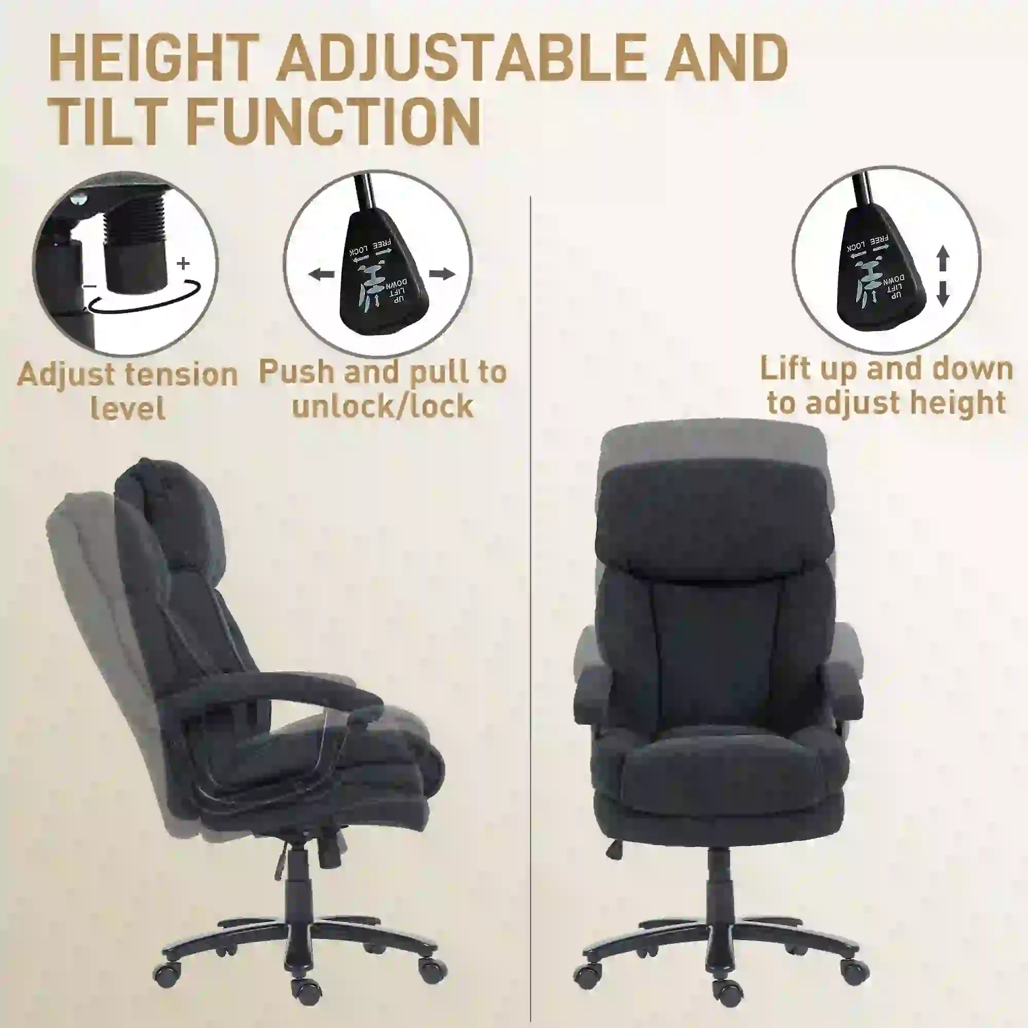 Heavy Duty Executive Office Chair, 450 lbs, Black Executive & Manager Chairs at Gallery Canada