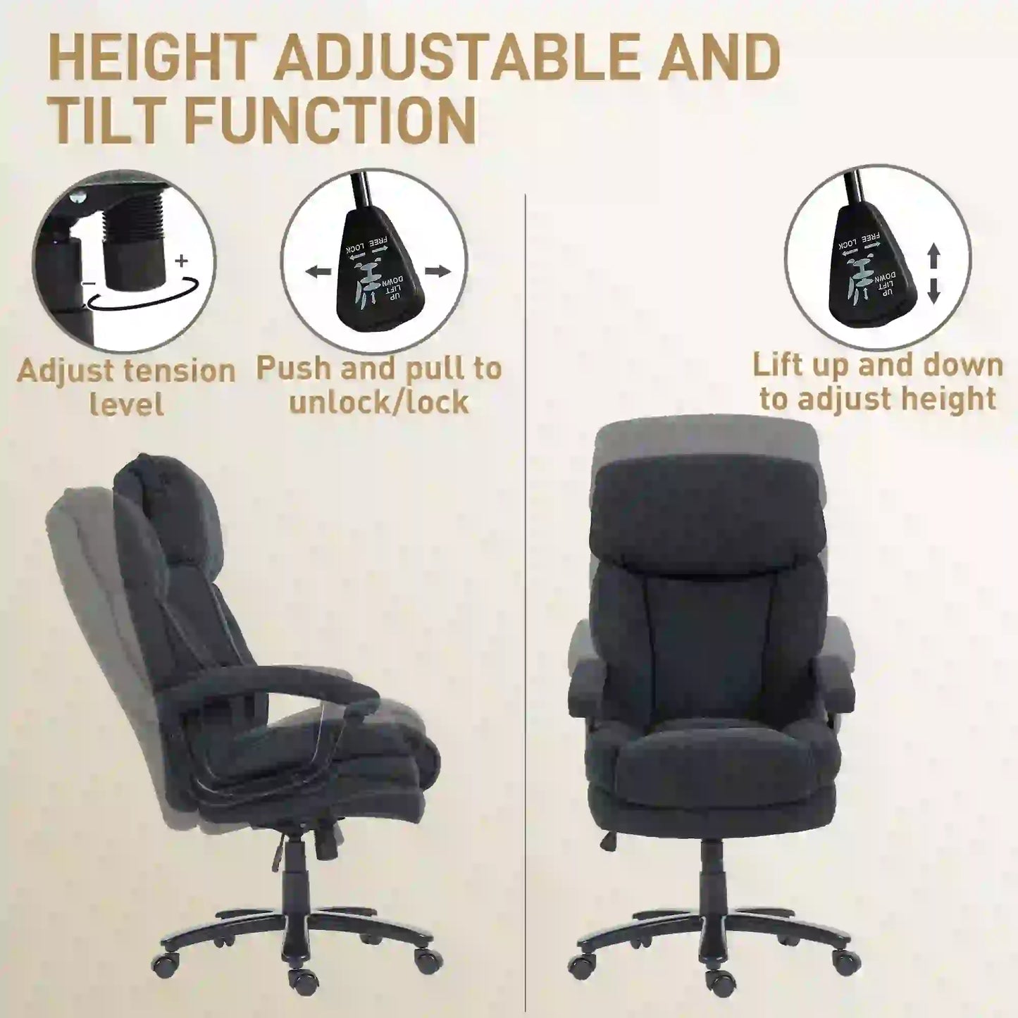 Heavy Duty Executive Office Chair, 450 lbs, Black Executive & Manager Chairs at Gallery Canada