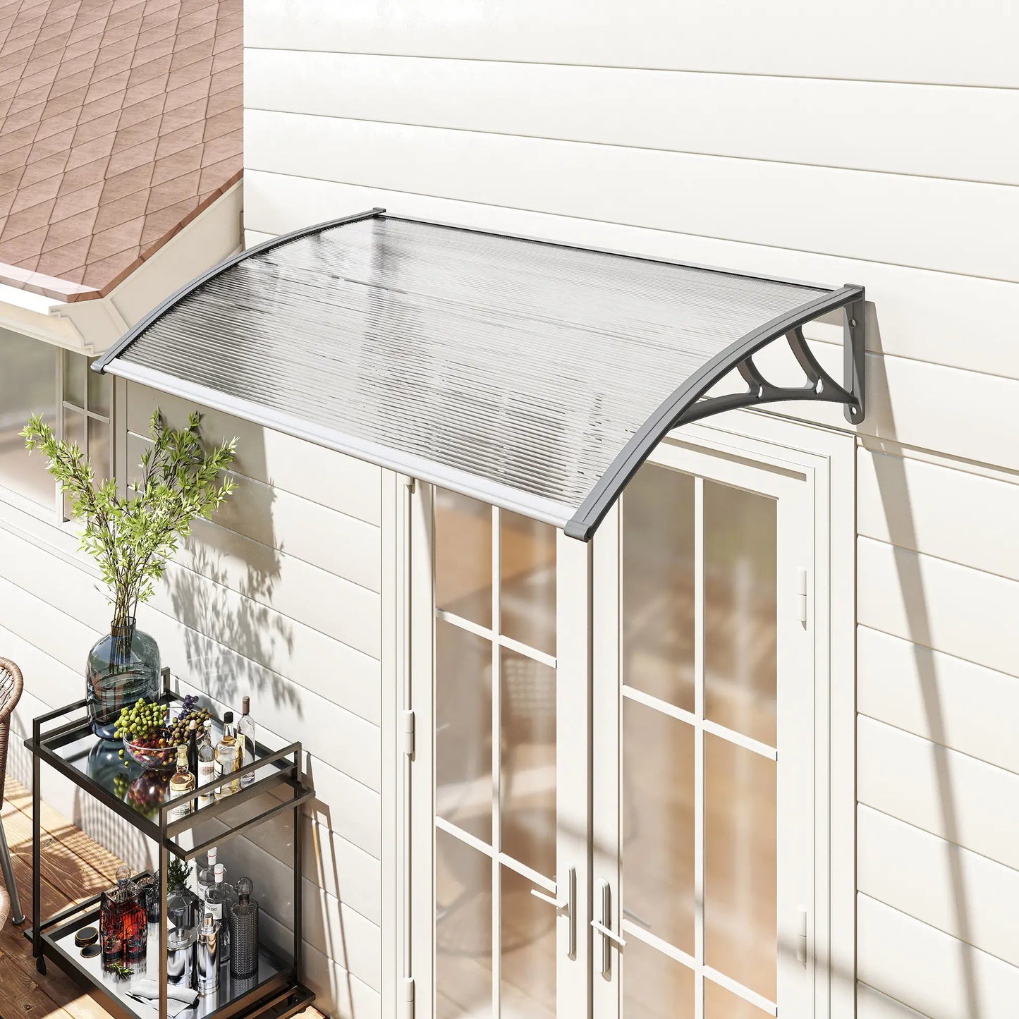 Window Awning Door Canopy, Polycarbonate Patio Cover, 43.3" x 23.6", Clear
