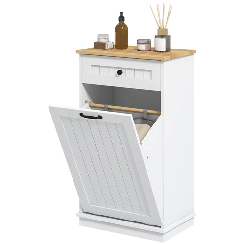 Laundry Cabinet, Removable Basket, Drawer, Tilt-Out Hamper, White