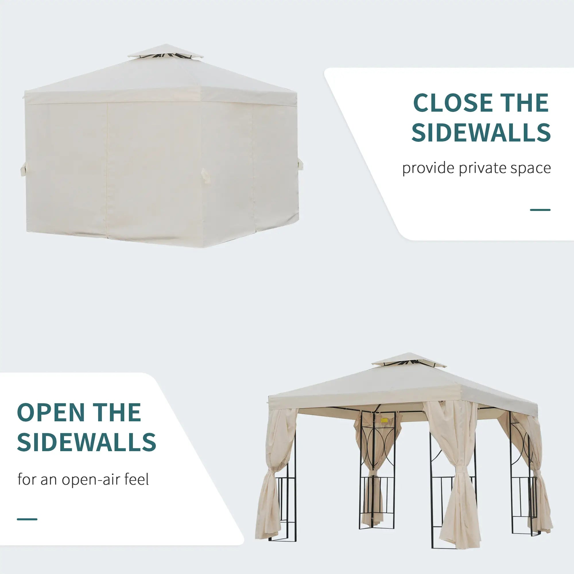 10' x 10' Patio Gazebo, Canopy Shelter with Double-Tier Roof, Cream White Gazebos at Gallery Canada