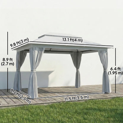 10' x 13' Patio Gazebo, UPF50+ Double Roof, Steel Frame, Dark Grey Gazebos at Gallery Canada
