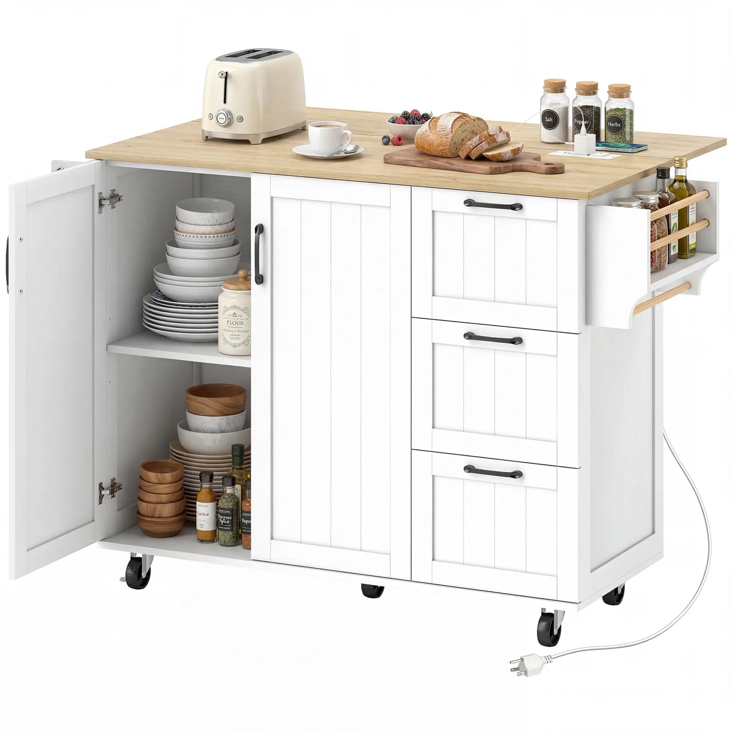 Kitchen Island With Drop Leaf, White Kitchen Islands & Kitchen Carts at Gallery Canada