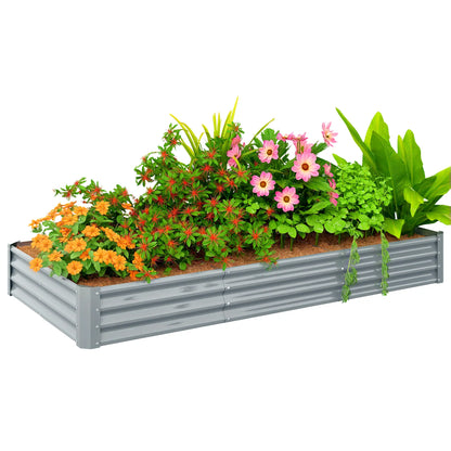 8 x 4 x 1ft Galvanized Raised Garden Bed, Reinforced Outdoor Planter Box, Silver Raised Garden Beds at Gallery Canada