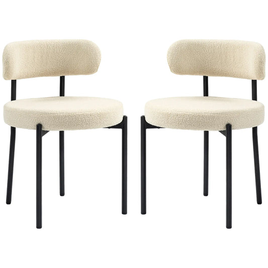 Modern Dining Chairs, Berber Fleece Upholstery, Steel Legs, Beige Dining Chairs Beige at Gallery Canada