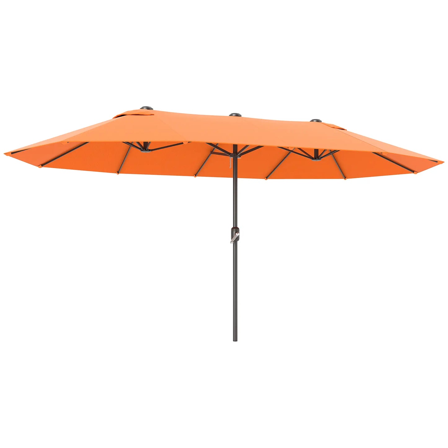 15' Outdoor Patio Umbrella, Twin Canopy Sunshade, Steel Table, Lift Crank, Orange Sun Umbrellas at Gallery Canada