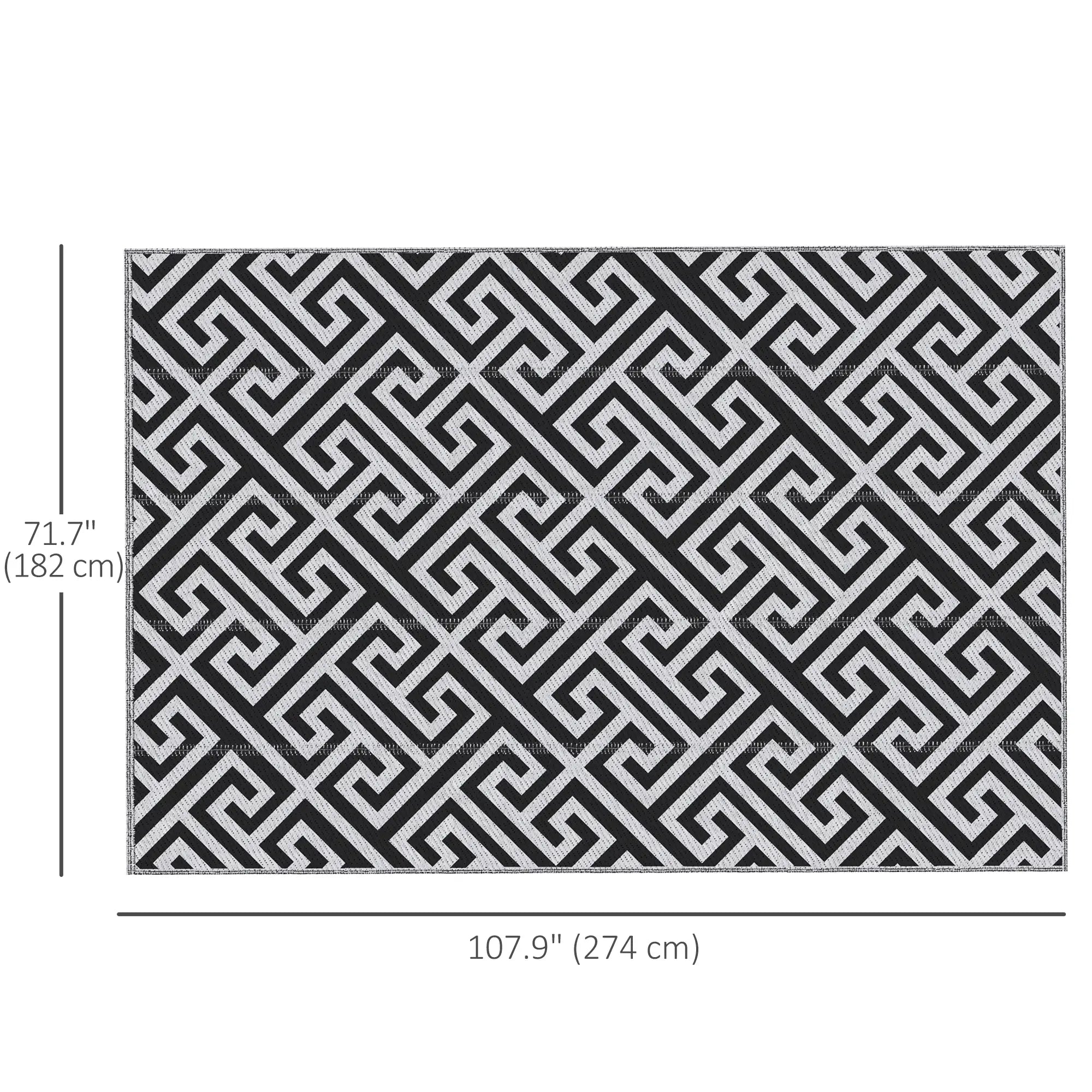 Reversible Outdoor RV Rug, Patio Floor Mat, 6' x 9', Black & White Outdoor Reversible Rugs at Gallery Canada