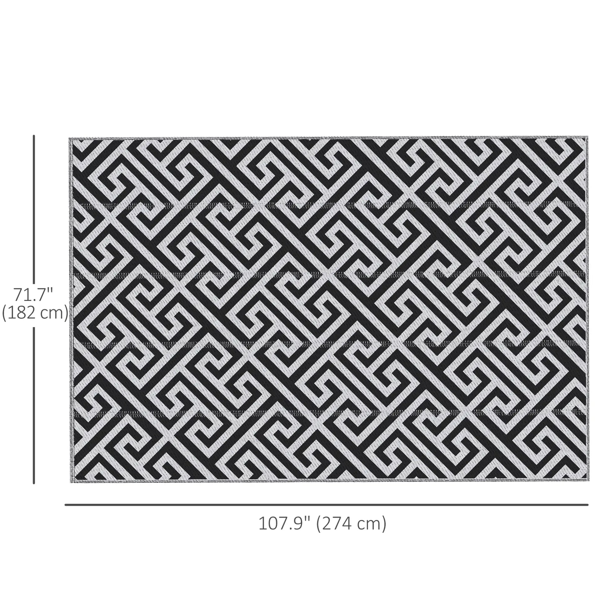 Reversible Outdoor RV Rug, Patio Floor Mat, 6' x 9', Black & White Outdoor Reversible Rugs at Gallery Canada