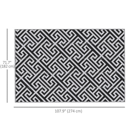 Reversible Outdoor RV Rug, Patio Floor Mat, 6' x 9', Black & White Outdoor Reversible Rugs at Gallery Canada