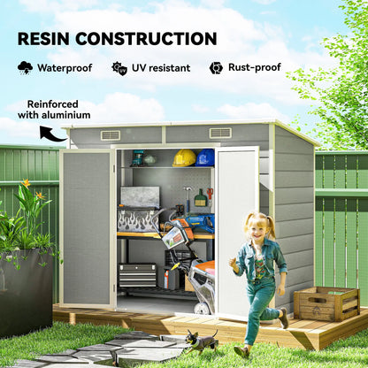 8' x 4' Resin Outdoor Storage Shed, Window, Lockable Doors, Light Grey Sheds at Gallery Canada