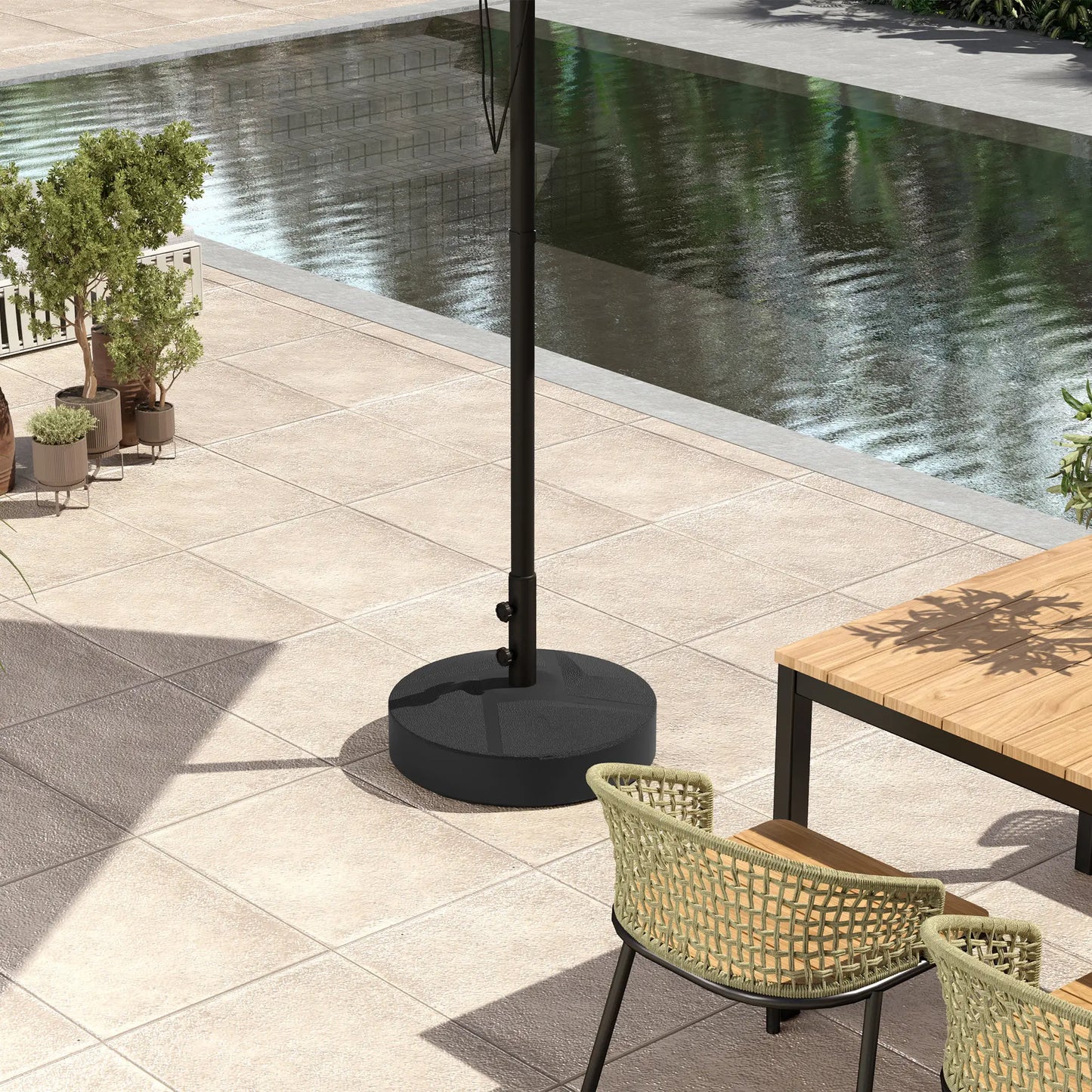 Heavy Duty Outdoor Umbrella Stand Base, Sand Water Filled, Φ22" x 15.7" H, Black Umbrella Bases at Gallery Canada