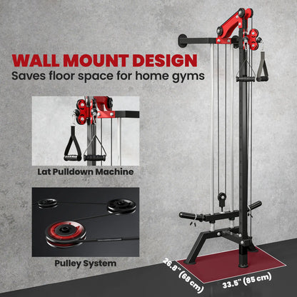 Wall Mount Cable Station, 16 Positions Adjustable Pulley Machine, Cable Crossover Machine with Lat Pulldown Bar Strength Training Equipment at Gallery Canada