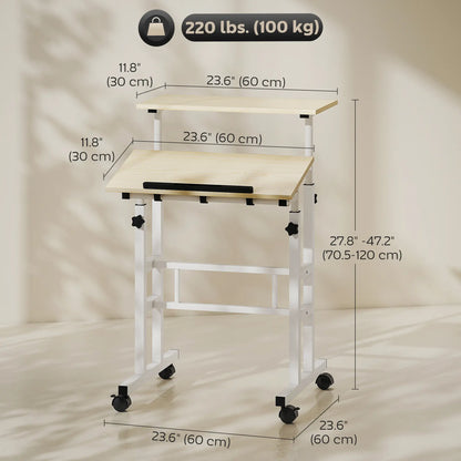 Height Adjustable Standing Desk with Wheels, Natural Computer Desks at Gallery Canada