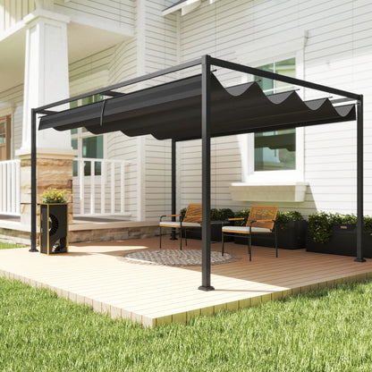 10' X 7' Patio Pergola With Retractable Canopy, Black Pergolas at Gallery Canada