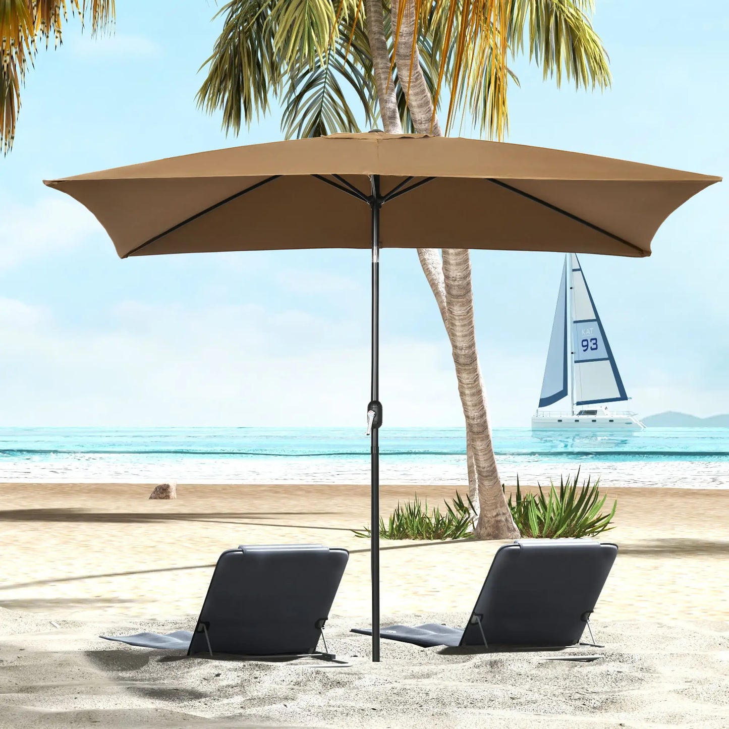 6.5x10ft Rectangle Aluminum Tilt Patio Umbrella, Outdoor Sunshade Canopy with Crank Sun Umbrellas at Gallery Canada