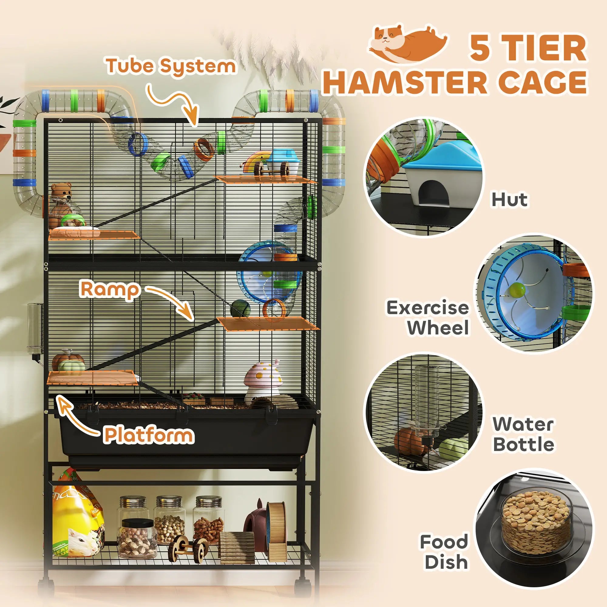 5 Tier Rolling Hamster Cage, 7