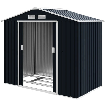 7' x 4' x 6' Garden Storage Shed, Metal Tool House, Dark Grey Sheds at Gallery Canada