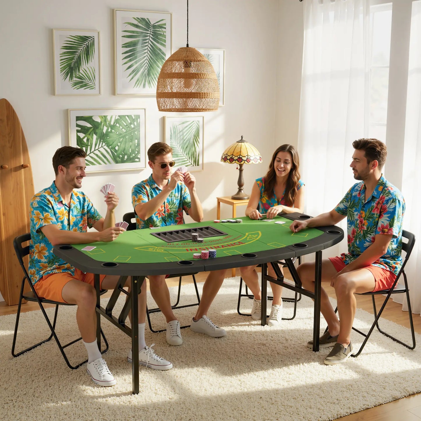 Poker Table Foldable, 72" 8 Player Casino Blackjack Texas Holdem, Green Game Tables at Gallery Canada