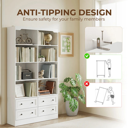 5-Tier Bookcase with 8 Cubbies, 4 Drawers, White Display Bookshelves at Gallery Canada