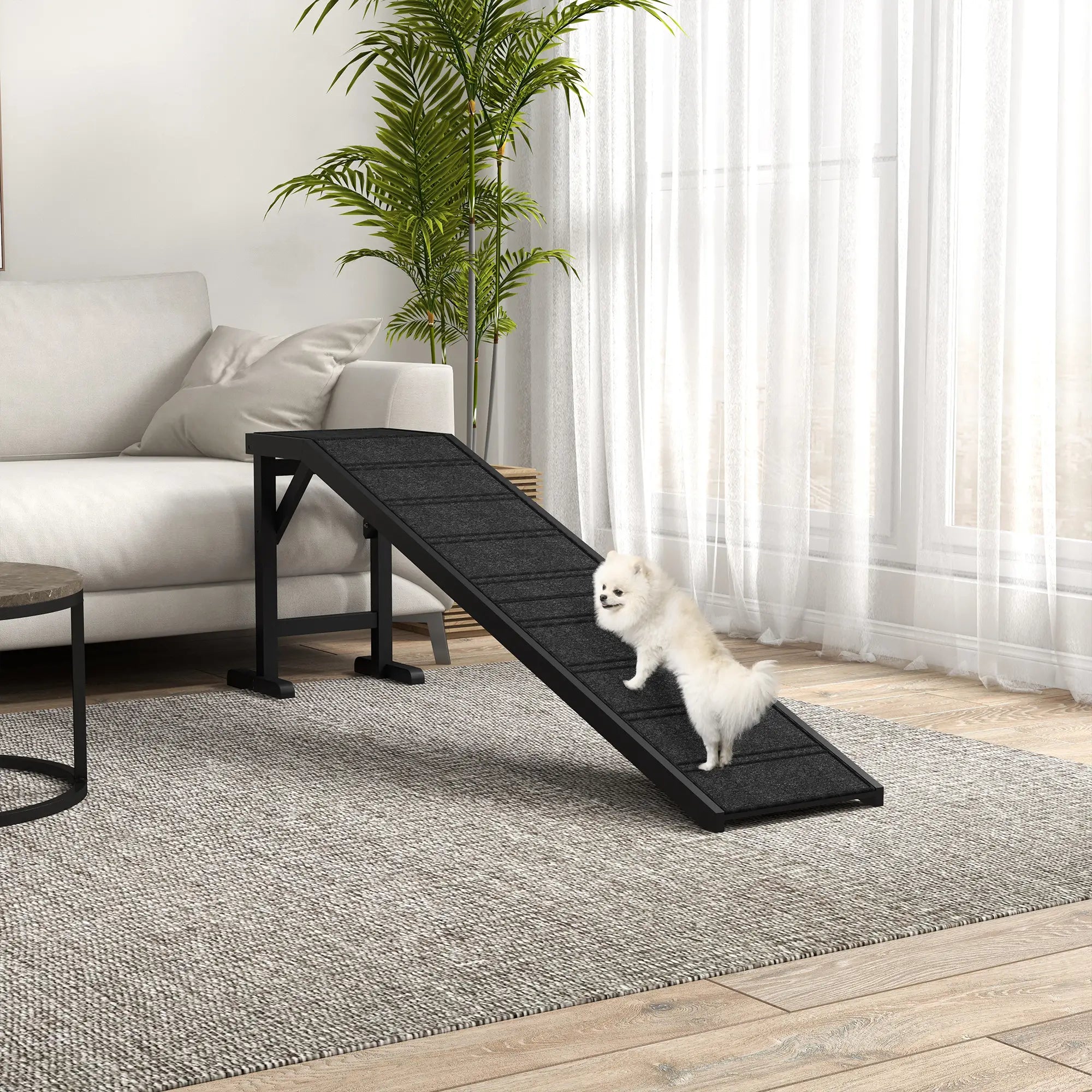Pet Ramp Bed Steps, Non-Slip Carpet Top, Pine Wood, 74