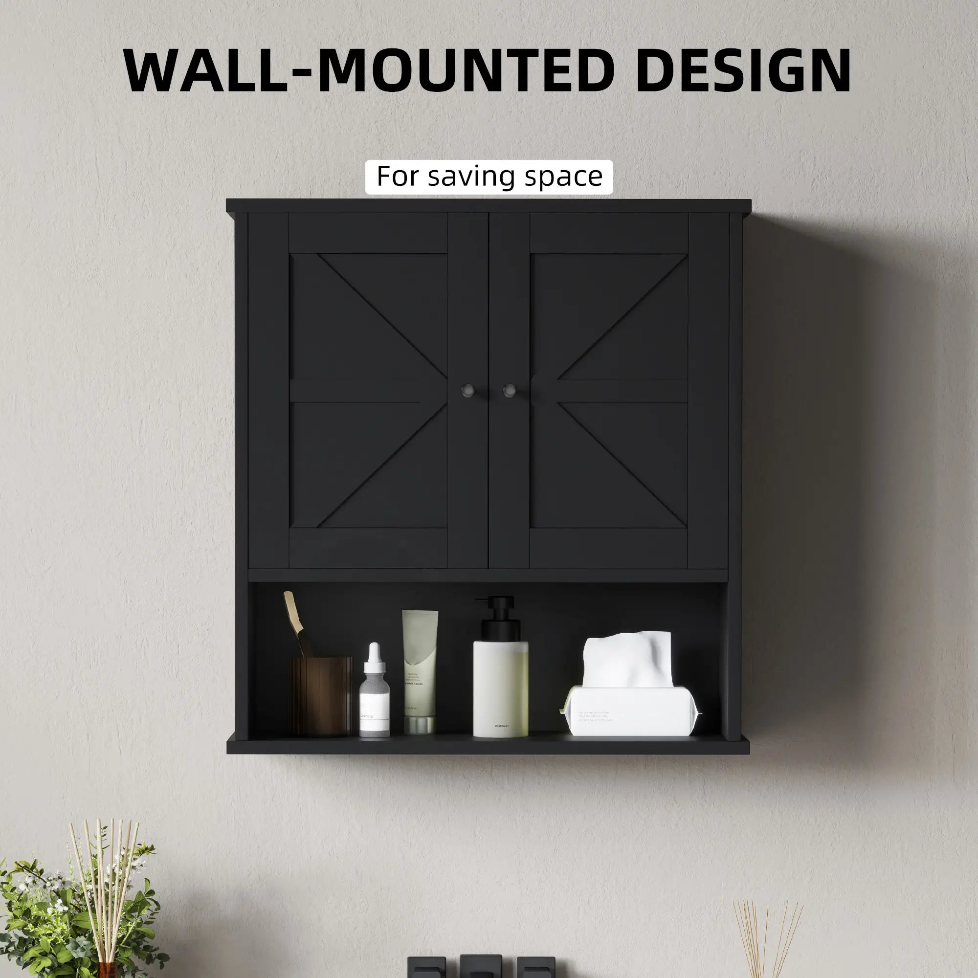 Farmhouse Bathroom Medicine Cabinet, Barn Doors, Adjustable Shelf, Black Bathroom Cabinets at Gallery Canada
