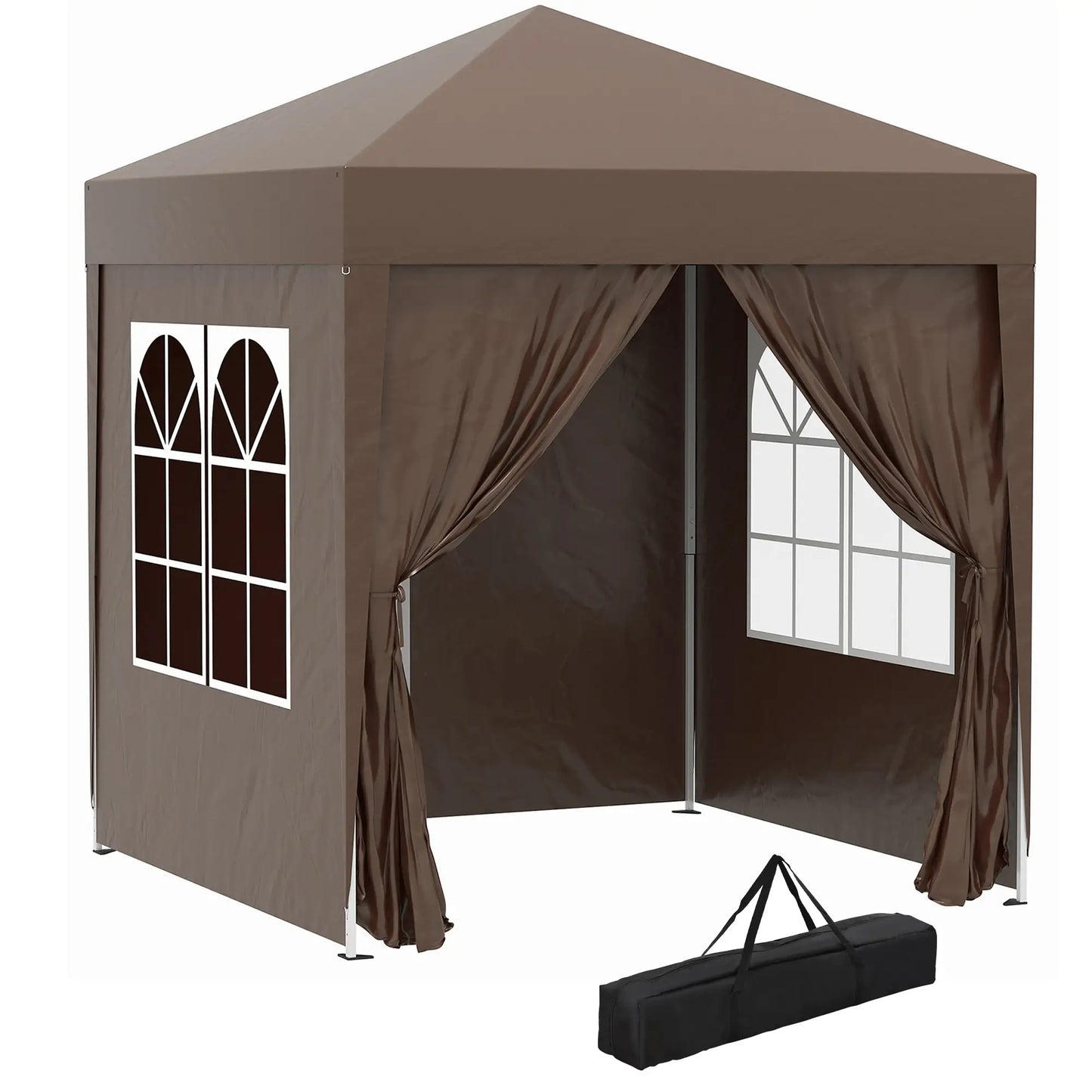 6.6'x6.6' Pop Up Canopy Tent, Instant Sun Shelter, Brown Pop Up Canopies Brown at Gallery Canada