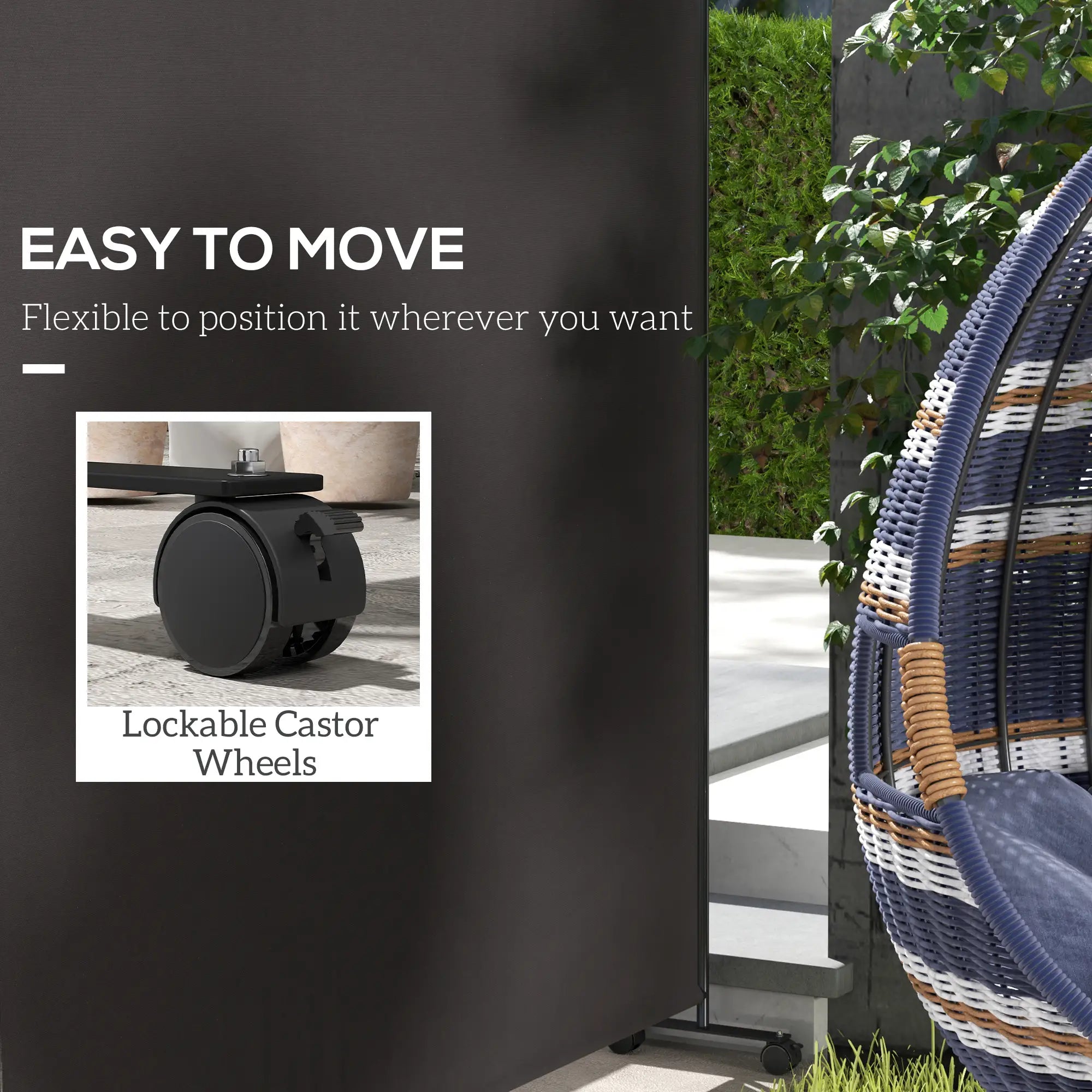 Outdoor Room Divider with Wheels, Privacy Screen for Patio, 6ft Tall Side Awnings at Gallery Canada