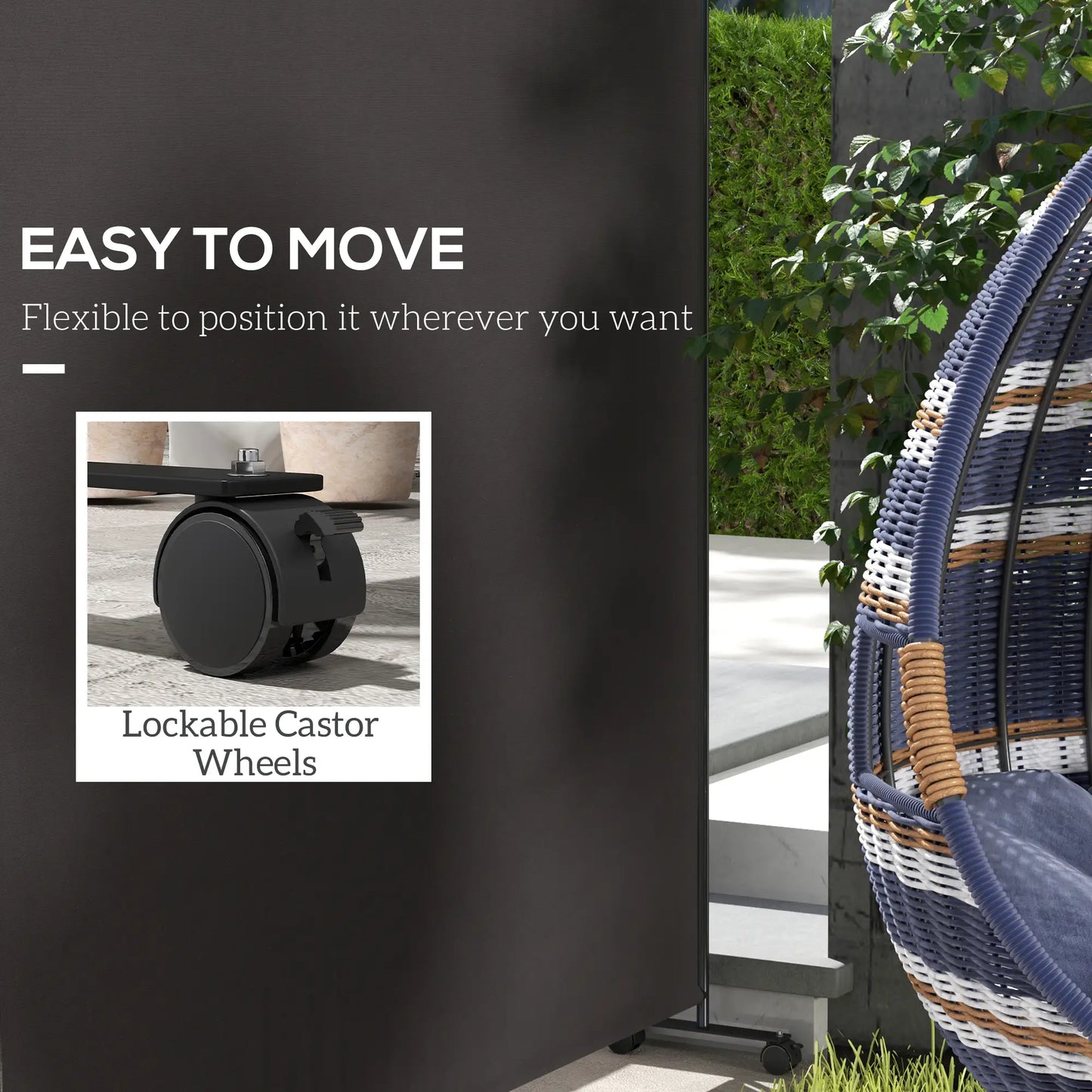 Outdoor Room Divider with Wheels, Privacy Screen for Patio, 6ft Tall Side Awnings at Gallery Canada