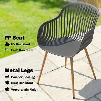 Outdoor Dining Chairs Set of 4, Patio Chairs, Slotted Backrest, Grey Patio Chairs at Gallery Canada